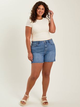 Ava High Rise Denim Shorts | Arula