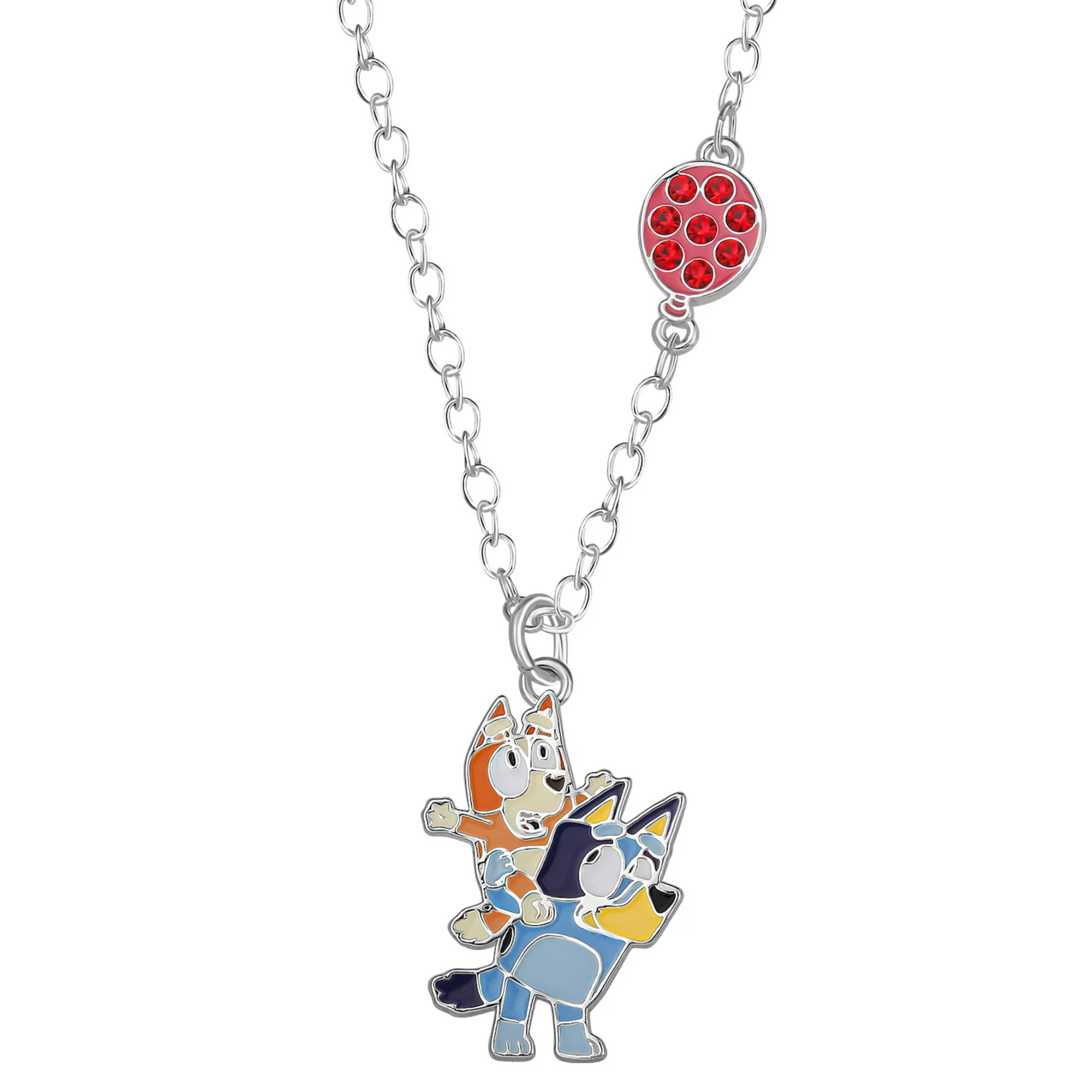 Bluey & Bingo Silver Tone Crystal Balloon Pendant Necklace | Kohl's