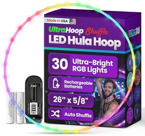 UltraHoop Shuffle LED Hoop – Smart Auto Color Changing LEDs w/ 100+ Light Patterns – Recharge... | Amazon (US)