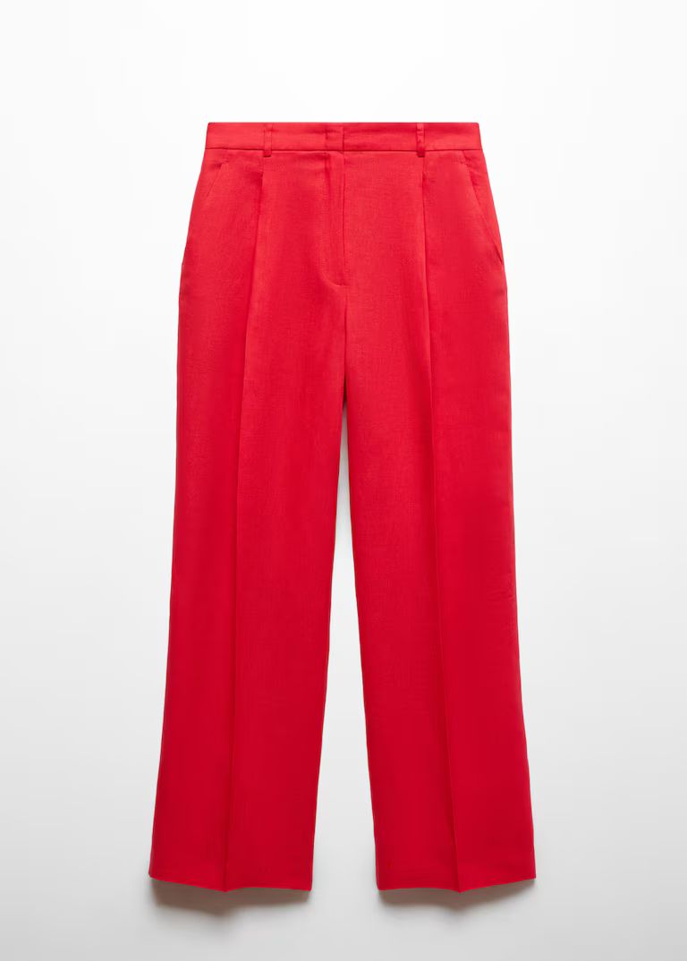 Straight linen-blend trousers | MANGO (UK)