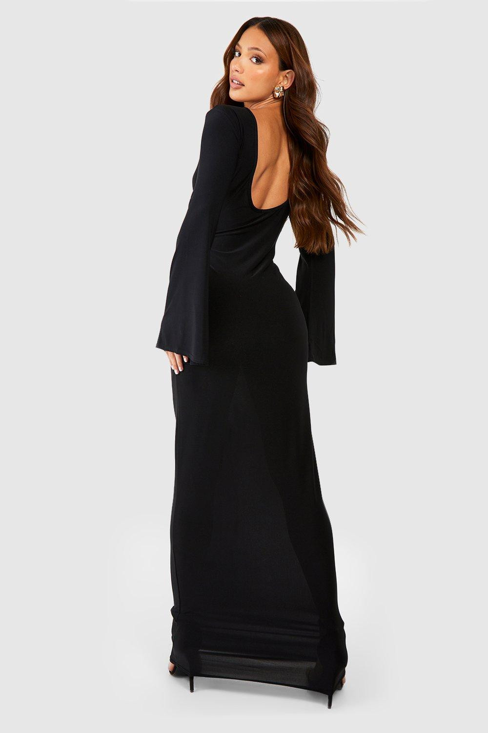 Tall - Robe longue premium à manches évasées et dos nu | Boohoo.com (FR)