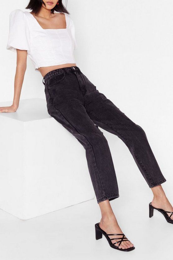 High-Waisted Distressed Mom Jeans in Acid Wash Finish | NastyGal (US & CA)