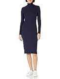 Daily Ritual Women's Rayon-Spandex Fine Rib Standard-Fit Long-Sleeve Turtleneck Midi Dress, Navy, La | Amazon (US)