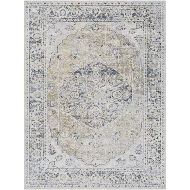 Livabliss 7 X 7 (ft) Blue Gray/Beige Round Indoor Medallion Vintage Machine Washable Area Rug Low... | Lowe's