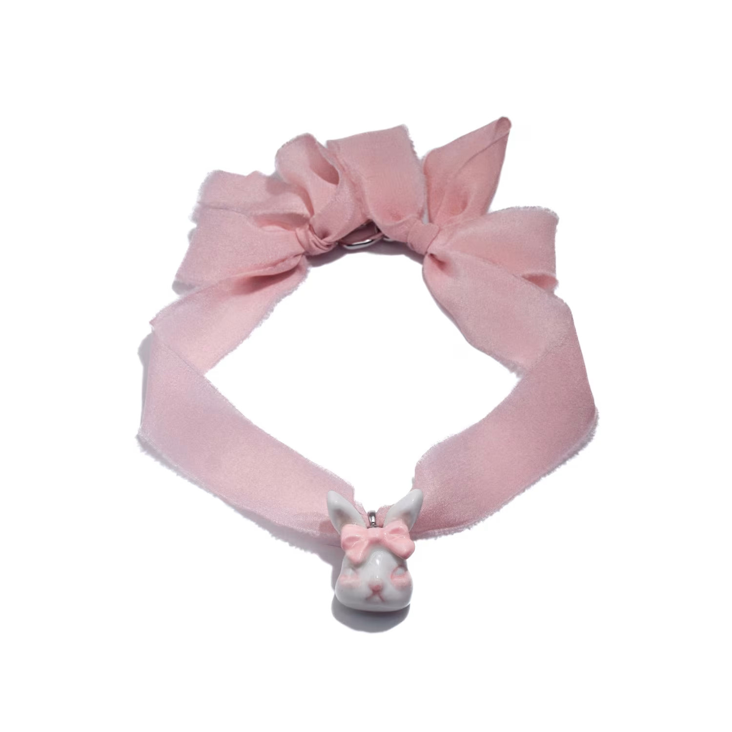 Grumpy Bunny Light Pink Silk Choker Necklace | Wolf & Badger