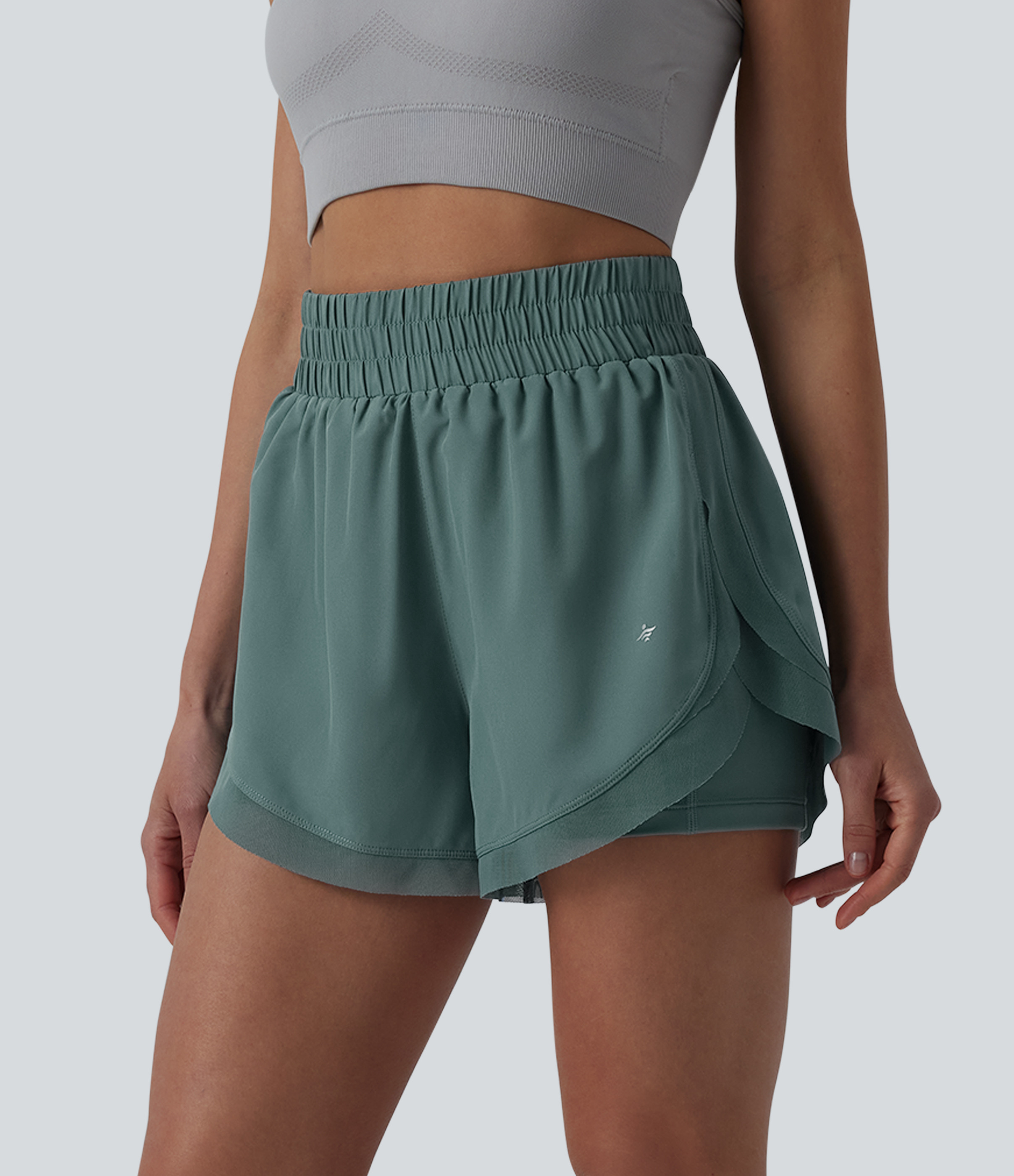 Halara High Waisted Contrast Mesh 2-in-1 Running Shorts with Pockets Gym Short - Black - L booty shorts compression shorts yoga shorts | HALARA