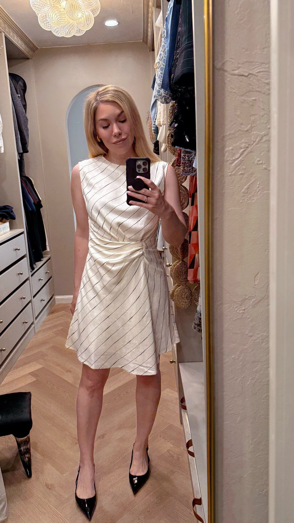 Summer dress
Cute work dress
White dress 
Black kitten heel

#LTKgrwm #LTKootd #LTKWorkwear