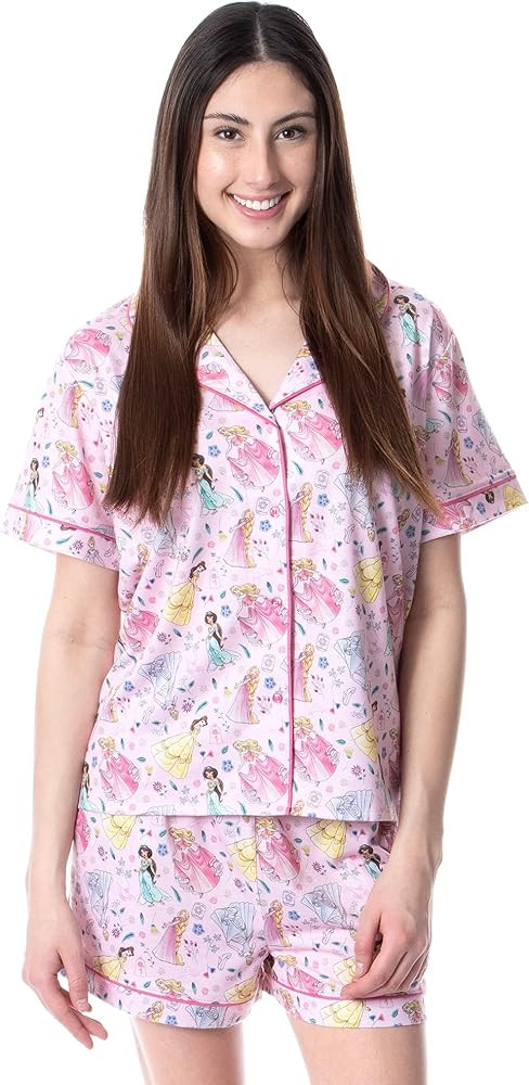 Disney Womens' Princesses Gowns Character Sleep Pajama Set Short | Amazon (US)