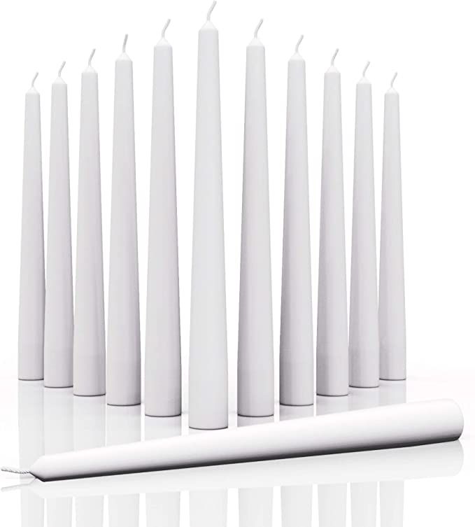 Candwax 10 inch Taper Candles Set of 12 - Dripless Taper Candles and Unscented Candlesticks - Lon... | Amazon (US)