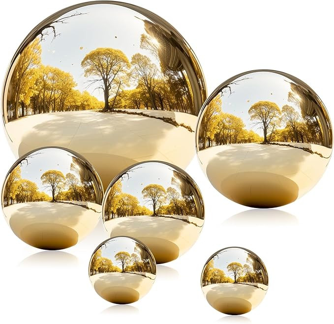 Stainless Steel Gazing Ball, 6 Pcs 2-6 Inch Mirror Gazing Globe, Polished Shiny Sphere, Props of ... | Amazon (US)