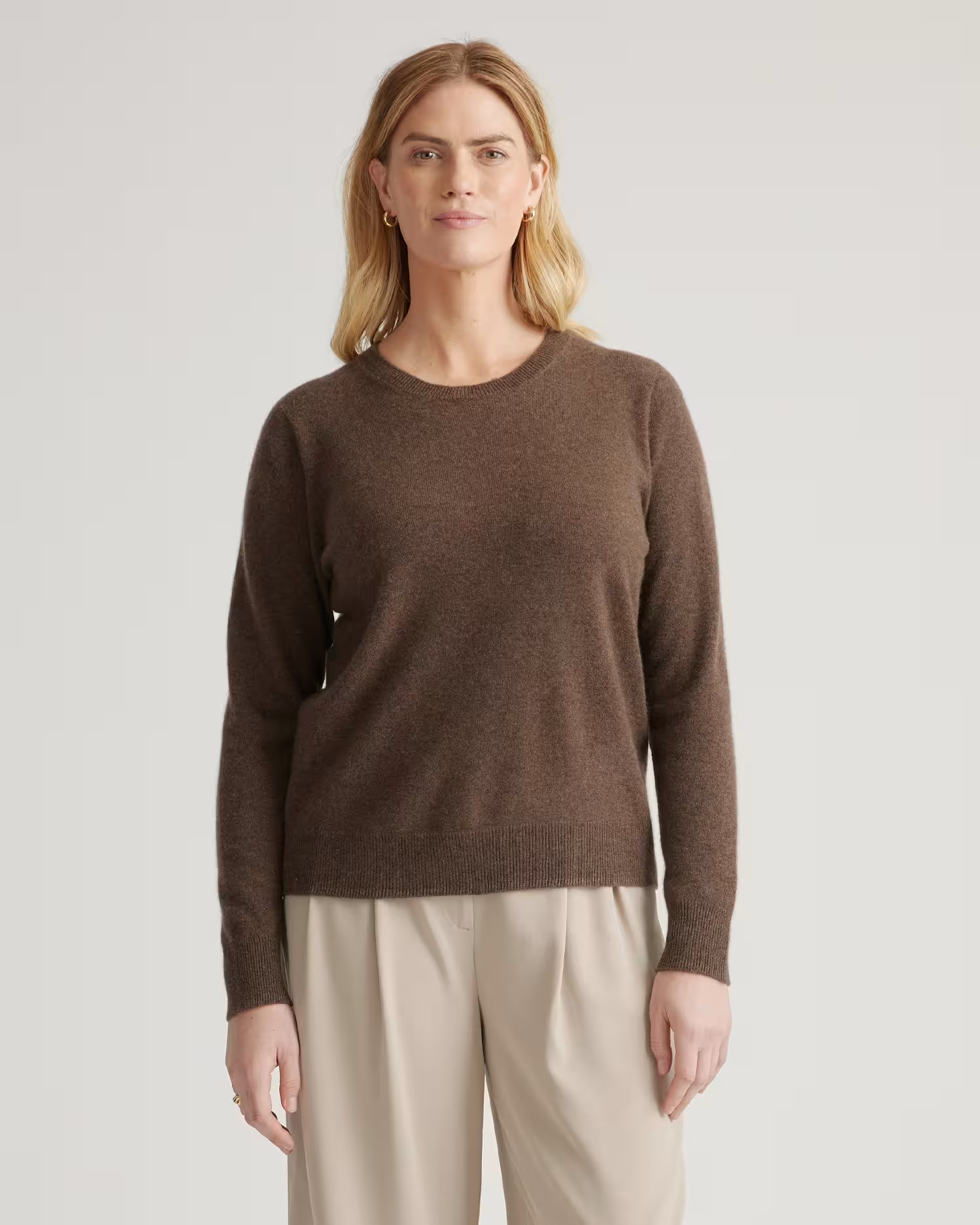 Mongolian Cashmere Crewneck Sweater in Brown | Quince