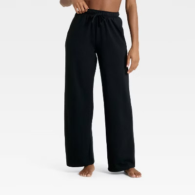 Women's Fleece Wide Leg Sweatpants - Auden™ Black XS | Target