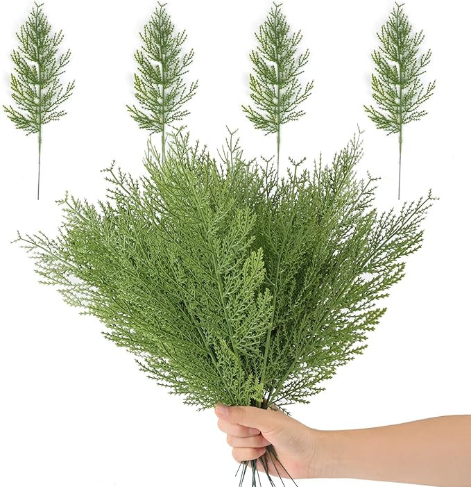 Hananona Artificial Pine Branches, 80 Pcs Christmas Faux Cedar Stems, Artificial Faux Cedar Branc... | Amazon (US)