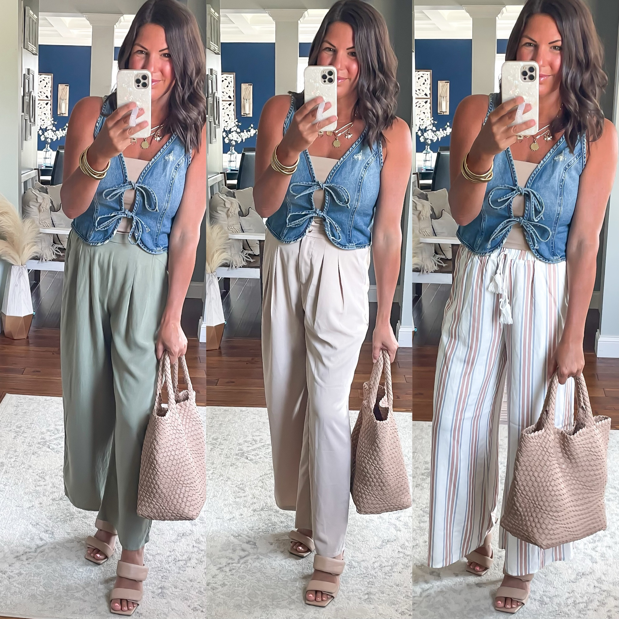 Denim tie front vest styled 3 ways for fall 

#LTKStyleTip #LTKSeasonal #LTKFindsUnder50