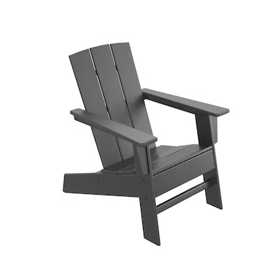 allen + roth by POLYWOOD Oakport Black HDPE Frame Stationary Adirondack Chair with Slat Seat | Lowe's
