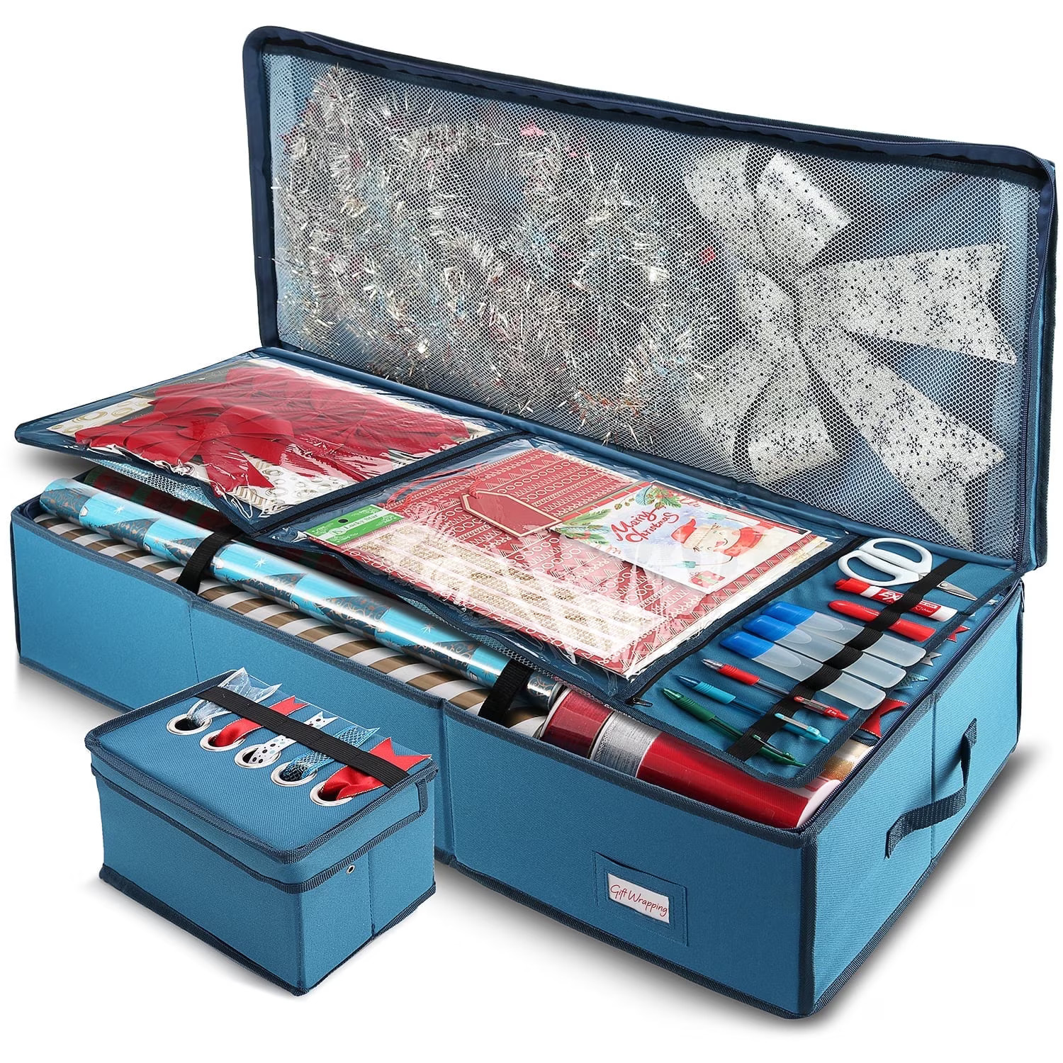 Hearth & Harbor Wrapping Paper Storage Container - Christmas Wrapping Paper Rolls Storage Box for... | Walmart (US)
