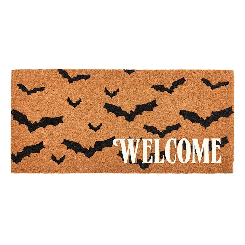 Flocked Welcome with Bats Coir Mat, 22x47 | At Home