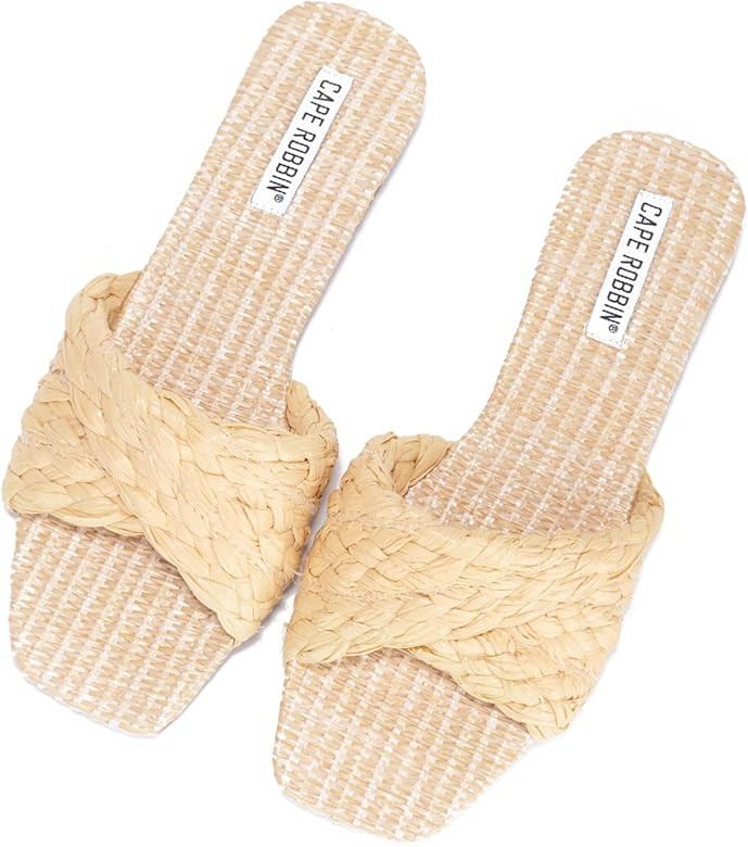 Cape Robbin YOLA Woven Sandals Slides for Women, Womens Mules Slip On Shoes | Amazon (US)