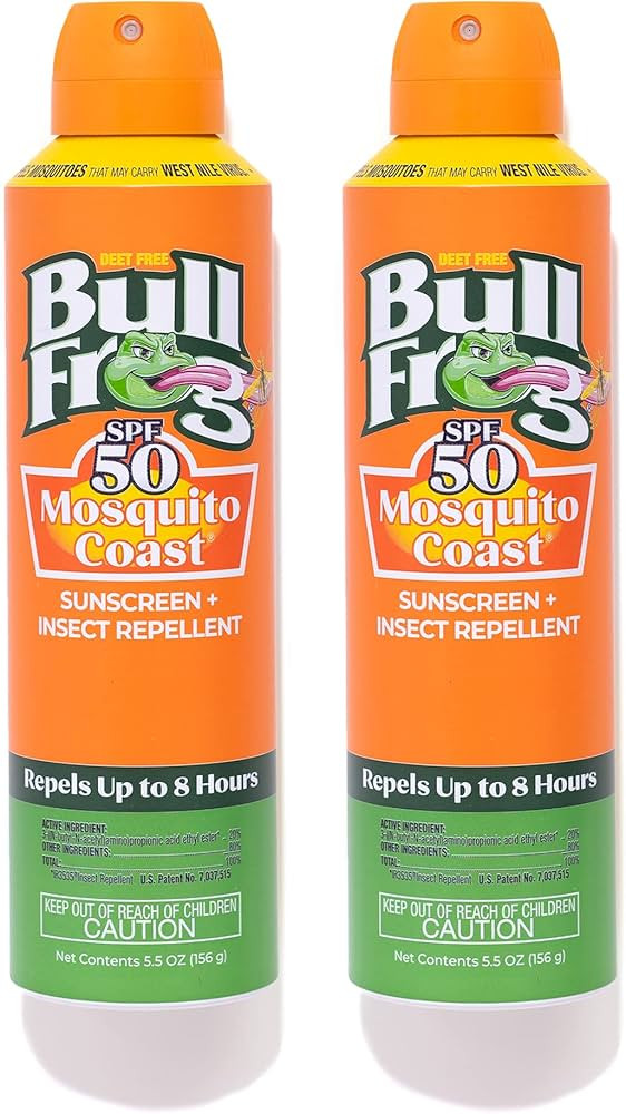 Bullfrog Mosquito Coast Sunscreen SPF50 + Insect Repellant 5.5oz Continuous Spray, 2pk | Amazon (US)