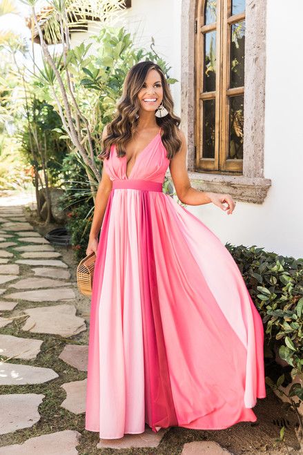 It All Begins With Love Pink Ombre Maxi Dress | The Pink Lily Boutique