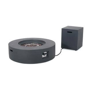 Aidan 39 in. x 11.5 in. Circular Outdoor Patio Gas Fire Pit Table with Tank Holder | The Home Depot