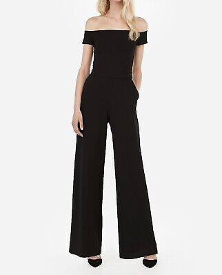 NWT EXPRESS WIDE LEG OFF THE SHOULDER JUMPSUIT With Pockets Black Sz S  | eBay | eBay CA
