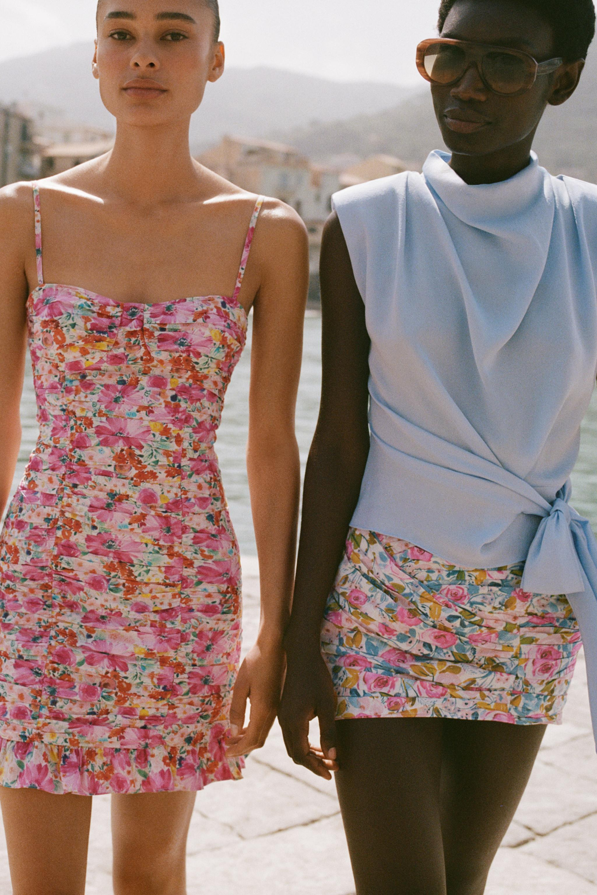 DRAPED FLORAL PRINT MINI SKIRT | Zara UK