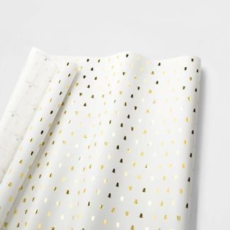 White with Gold Christmas Trees Gift Wrap Single Roll - sugar paper™ | Target