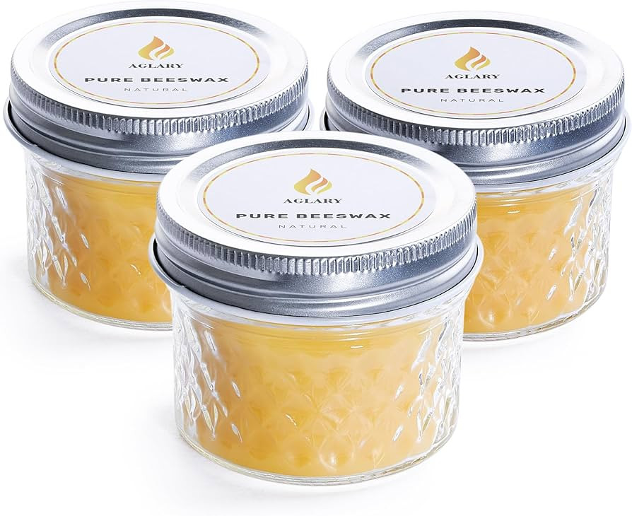 3PCS Beeswax Candle in Glass, 3oz,Over 21H Burn Time, Elegant and Natural Home Lighting,Unscented... | Amazon (US)