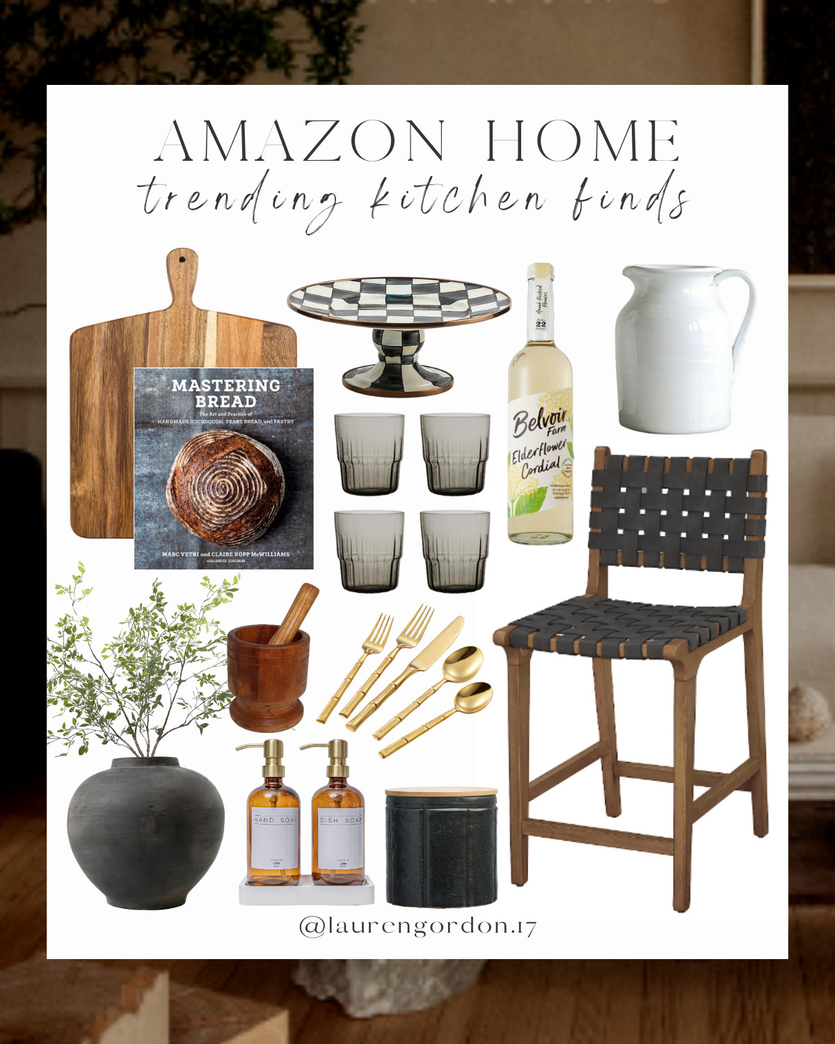 Modern home decor, modern kitchen, kitchen barstool, modern dining chair, wooden barstool, wood c... | Amazon (US)