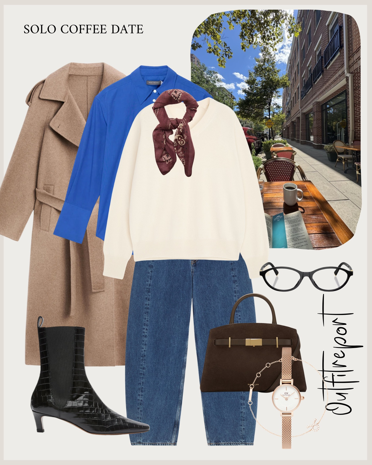 Solo coffee date in blue shirt , white sweater, barrel jeans, heeled booties, trench coat

#LTKautumn #LTKjeans #LTKshoes