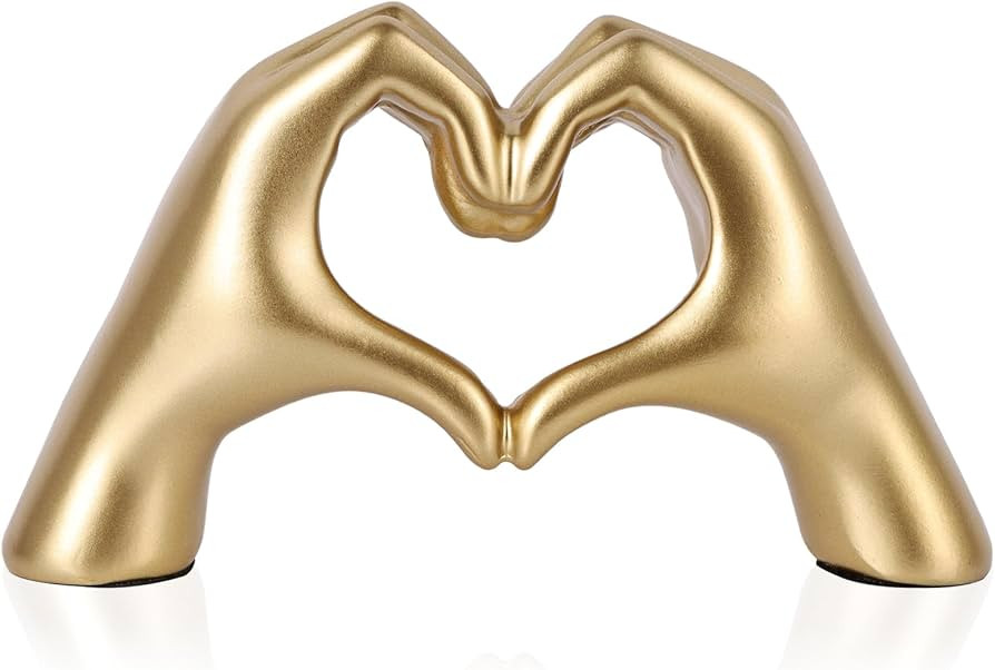 Amazon.com: Heart Shaped Hand Statue, Gold Home Decor Accents for Living Room Coffee Table TV Cab... | Amazon (US)