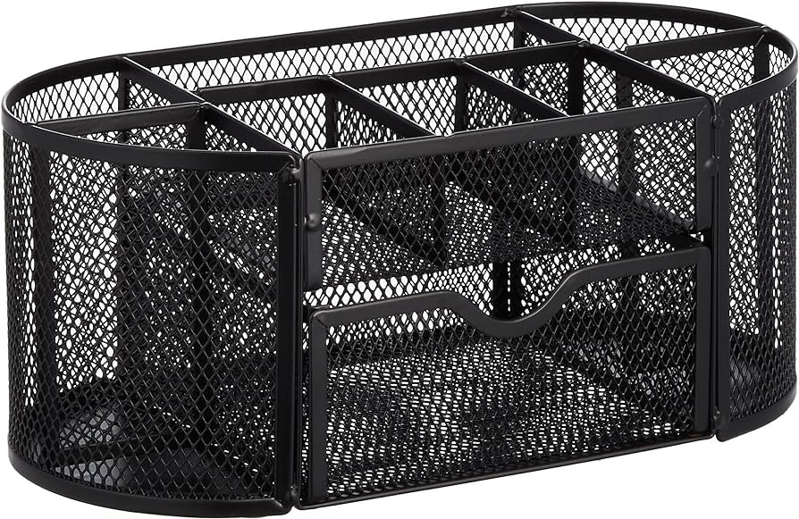 Amazon Basics Mesh Desk Office Organizer, Black, 9.25" x 4.53" x 3.94" | Amazon (US)