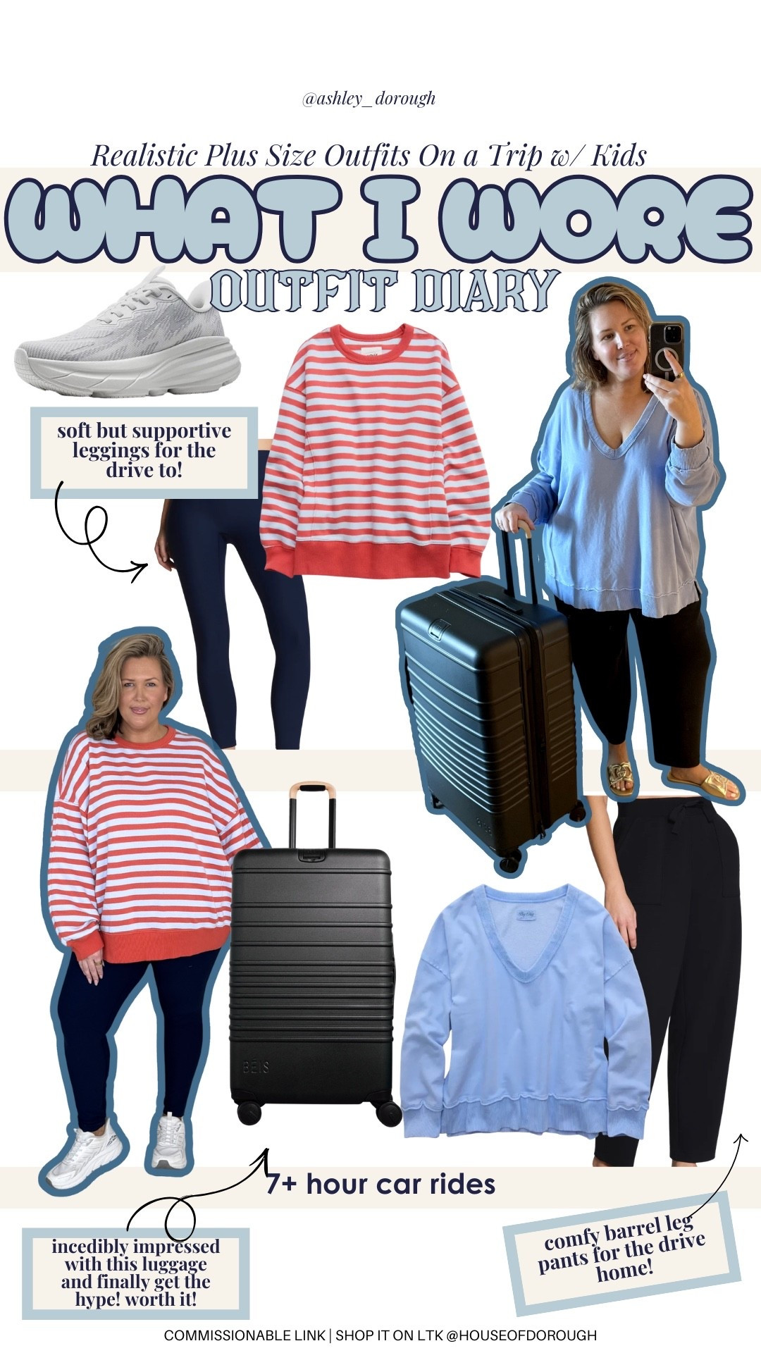 What I wore in long car rides solo momming with my kids! Spanx runs true, I’m in 2X but for the barrel pants I think I’d like a 3X better in the waist. XXL in the tops! beis luggage is WORTH THE HYPE omg. 20% off right now!!! 

#LTKPlusSize #LTKmomlife #LTKTravel