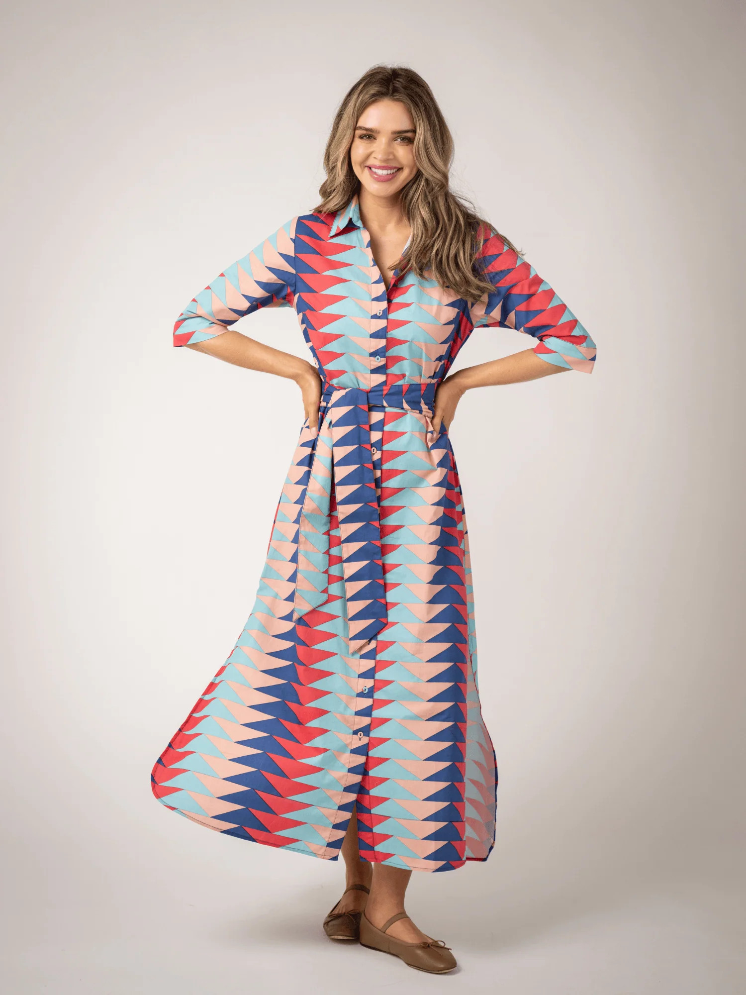 The Eloise Dress in Atlantic Bagru Triangle | Beau & Ro