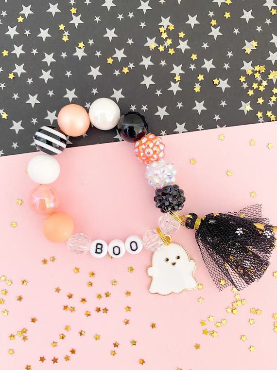 Halloween Ghost Personalized Charm Bracelet for Kids Fall - Etsy | Etsy (US)