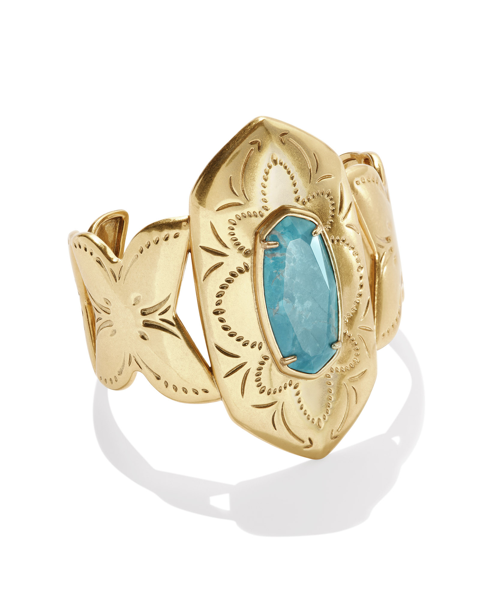 Keziah Vintage Gold Cuff Bracelet in Variegated Dark Teal Magnesite | Kendra Scott