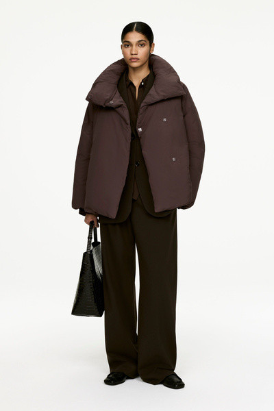 Upcycled Down High-Collar Jacket – Dark Brown – ARKET GB | Arket UK