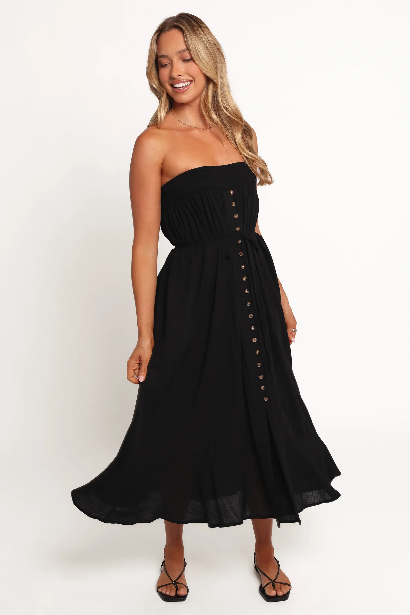 Nerea Midi Strapless Dress - Black | Petal & Pup (US)
