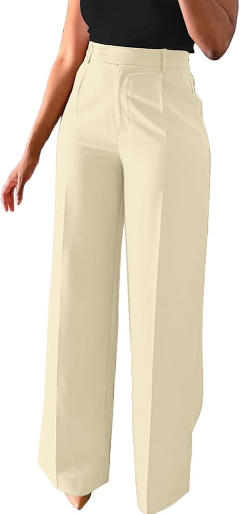 Unybwonn Women Wide Leg Dress Pants High Waisted Straight Leg Business Slacks Work Pants Casual B... | Amazon (US)