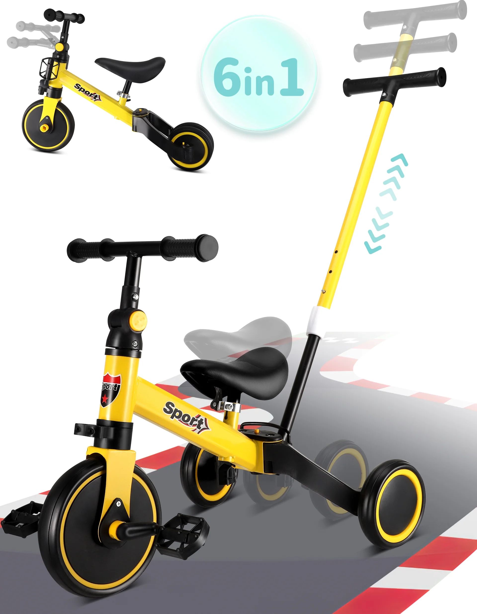RELOIVE 6 in 1 Kids Tricycle for 1-5 Years Old,Toddler Bike Kids Trike for Balance Training,Baby ... | Walmart (US)