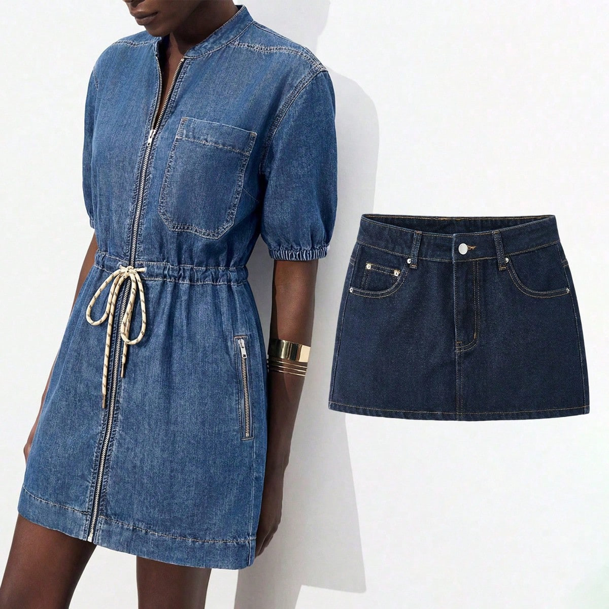 Maija Women's Denim Mini Skirt, Y2K Style, Concert, Back To School, Autumn For Women | SHEIN