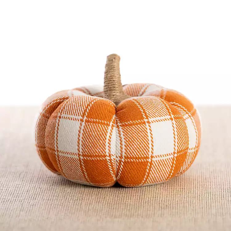 Orange Buffalo Check Fabric Pumpkin, 8 in. | Kirkland's Home