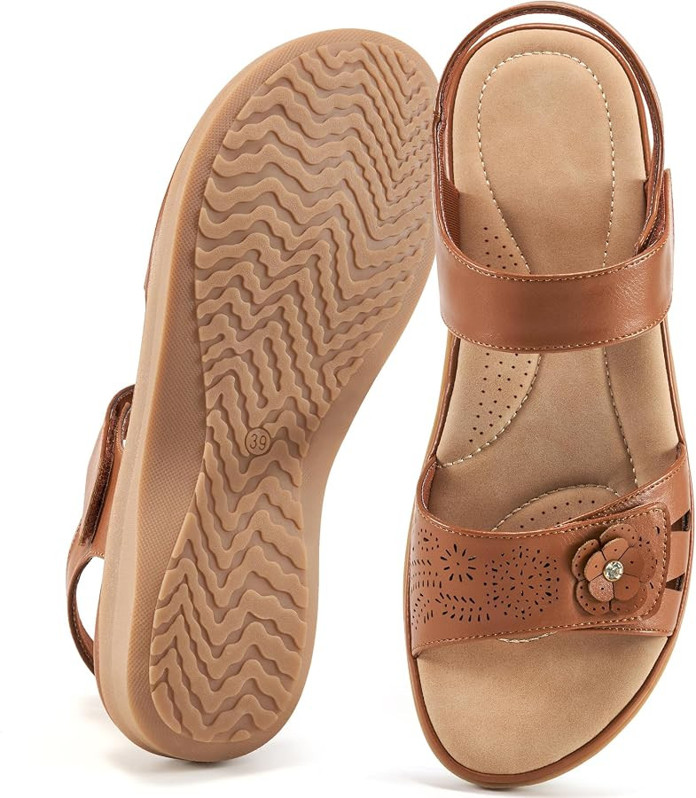 FUDYNMALC Womens Sandals Dressy Summer: Comfortable Slip On Walking Flats 2025 Orthopedic Shoes f... | Amazon (US)