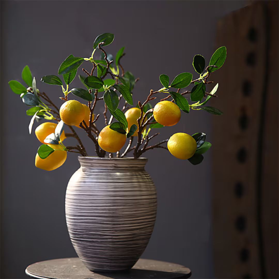 Artificial Small Lemon Tree Branch Fake Fresh Fruit Arrangement Faux Lime Stem With Leaf Table Fl... | Etsy (US)