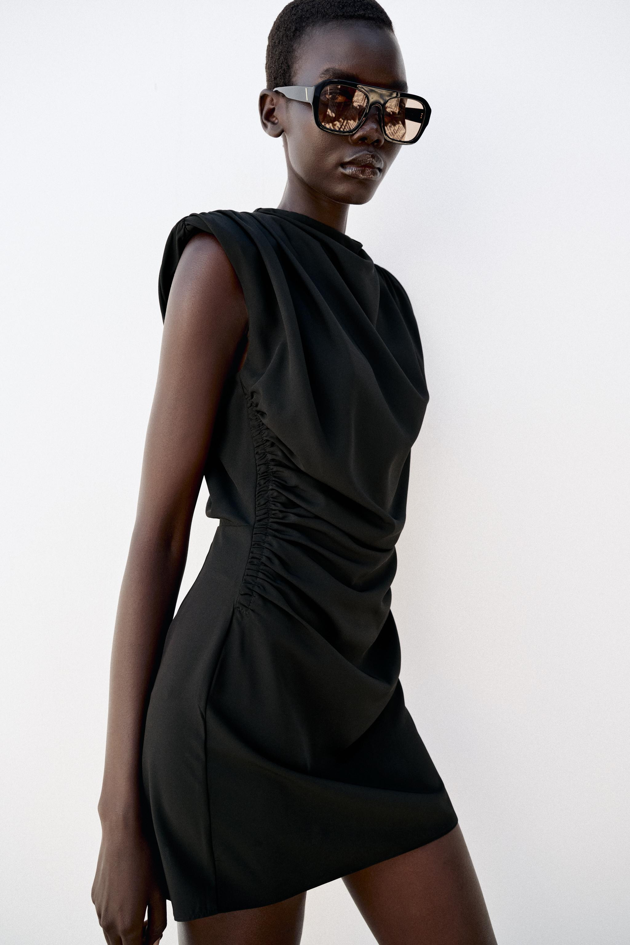 DRAPED SHOULDER PAD MINI DRESS | Zara US