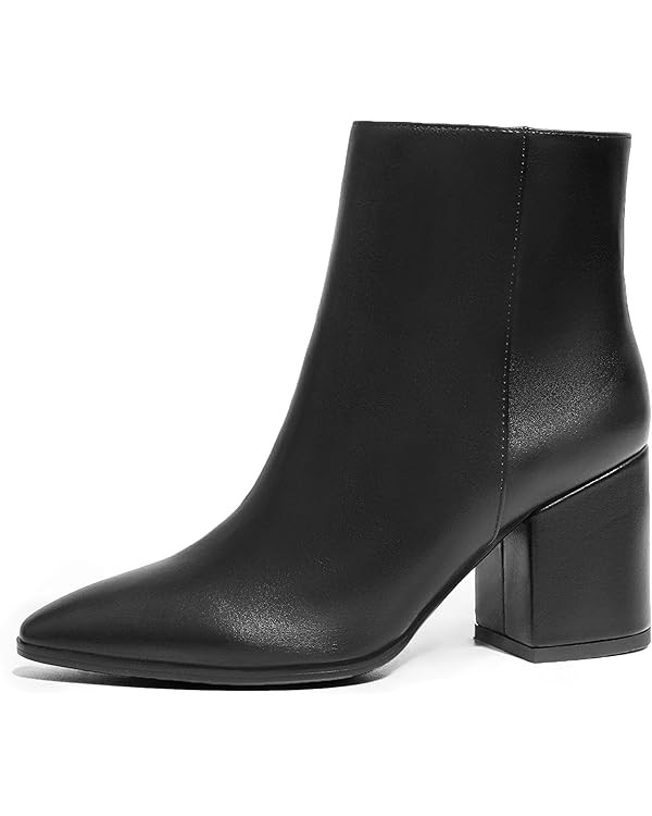 IDIFU Women Dress Ankle Boot with Low Chunky Heel Pointed Toe Side Zipper Bootie Shoe for Women O... | Amazon (US)