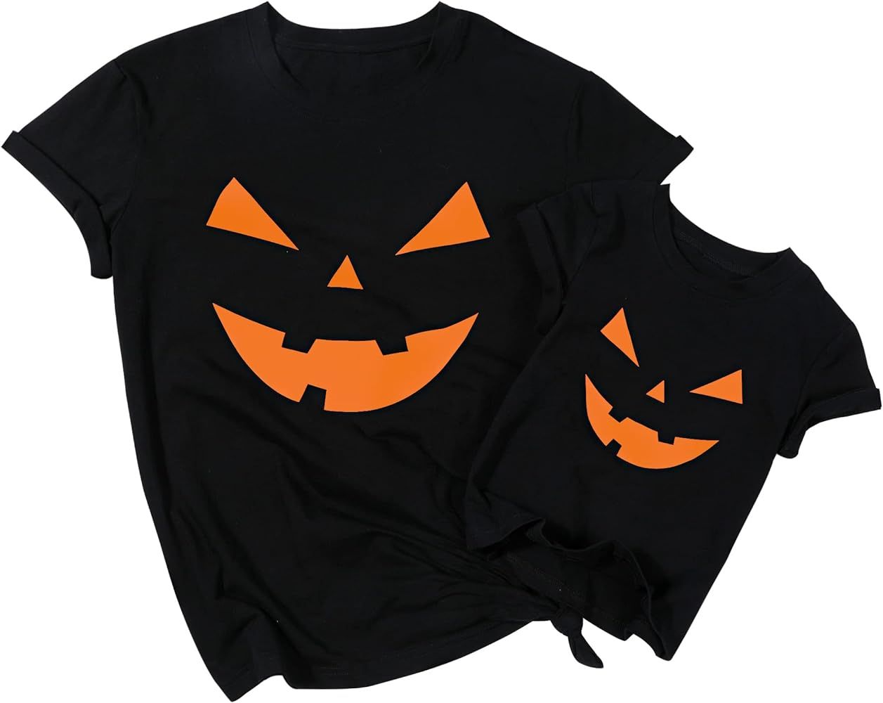 Mommy and Me Matching Outfits Halloween Smiley face Shirt Short Sleeve Parent-Child Set Halloween Da | Amazon (US)