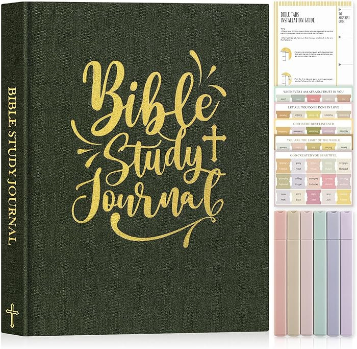 Lanpn Bible Study Guide Journals for Women with Tabs & Highlighters, Church Notes Taking Daily De... | Amazon (US)