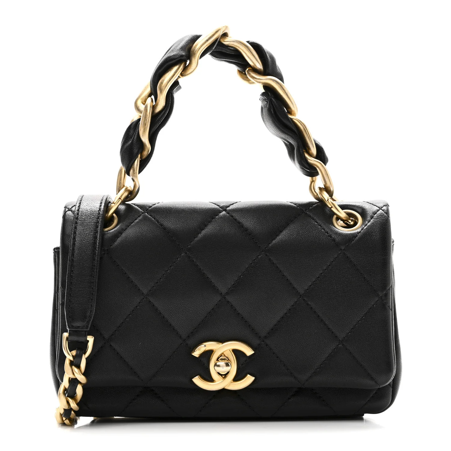 Shiny Lambskin Small Chain Is More Flap Black | FASHIONPHILE (US)